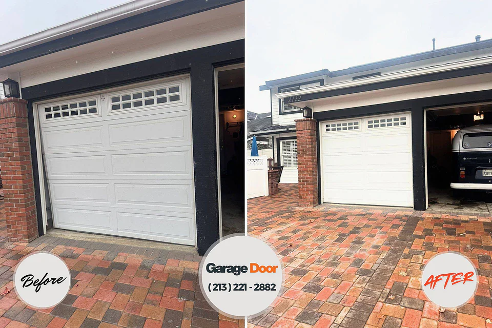 Before and after: garage door repair Harbor Isle, NY